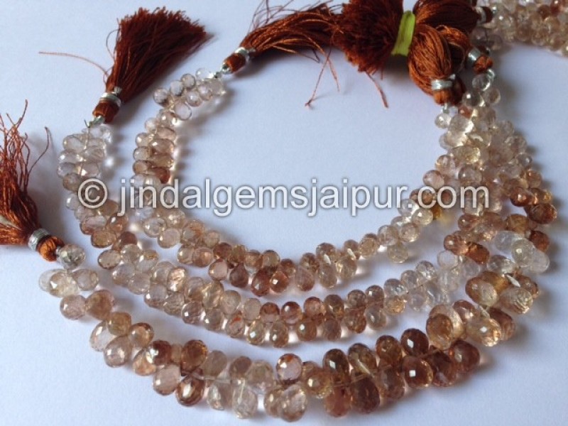 Brown Imperial Topaz Far Faceted Drops Shape Beads